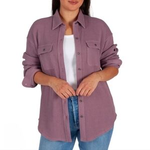 Lazy Pants Waffle Knit Shirt Women's Small Purple Button Up Top